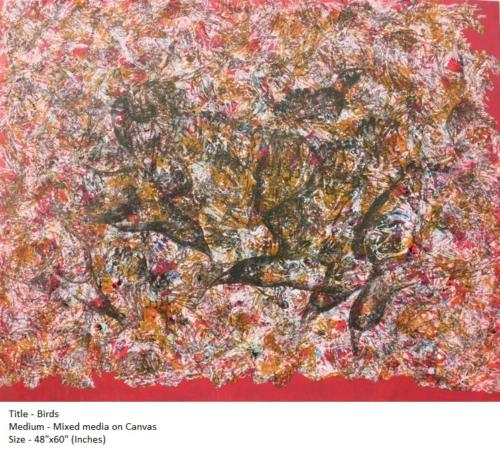Birds,Mixed Media on Canvas,Size -48x60 inches