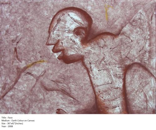 Face,Earth Colour,Size-36x42 inches