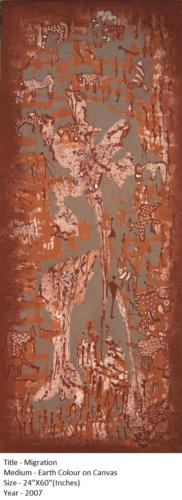 Migration, Earth Colour on Canvas, Size-24x60 inches