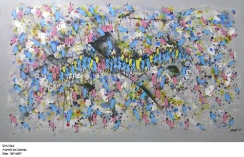 Untitled,Acrylic Colour on Canvas, Size-36x60 inches
