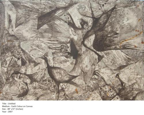 Untitled,Earth Colour on Canvas, Size- 48x72 inches