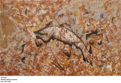 Untitled,Mixed Media on Canvas,Size-60x96...