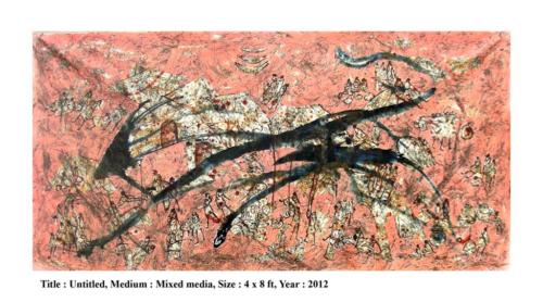 Untitled,Mixed Media on Canvas, Size - 48x 96 inches