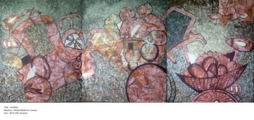 Untitled, Acrylic on Canvas, Size-60X 144 inches