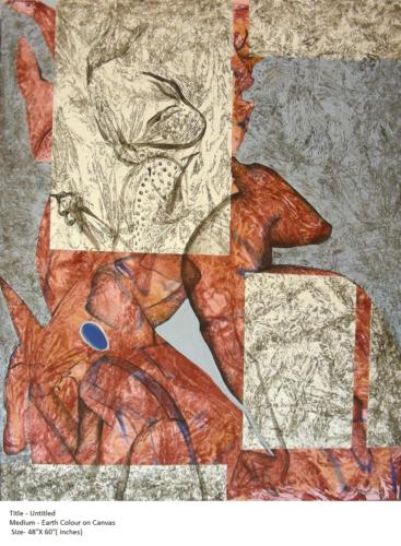 Untitled, Earth Colour on Canvas,. Size-48X60 inches