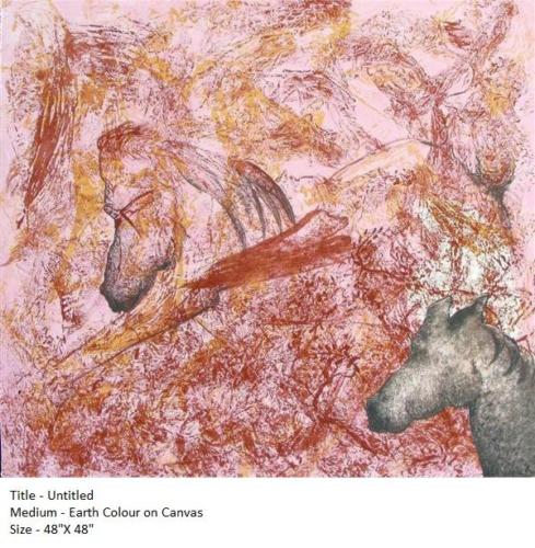 Untitled, Earth Colour on Canvas, Size-48X48 inches.