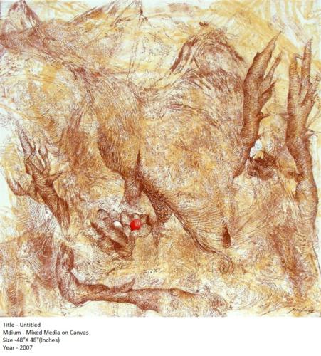 Untitled, Earth Colour on Canvas, Size-48X48 inches