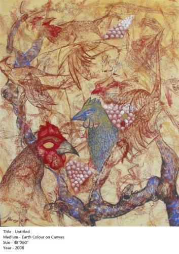 Untitled, Earth Colour on Canvas, Size-48X60 inches