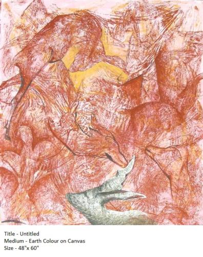 Untitled, Earth Colour on Canvas, Size-48X60inches