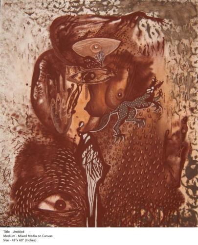 Untitled, Earth Colour on Canvas, Size- 48x60 inches