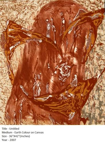 Untitled, Earth Colour on Canvas, Size - 36x42 Inches