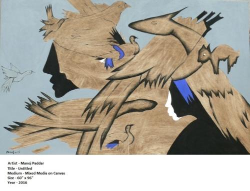 Untitled, Mixed Media on Canvas,Size-60x96.