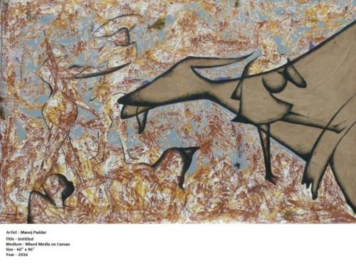 Untitled, Mixed Media on Canvas,Size- 60x96 inches