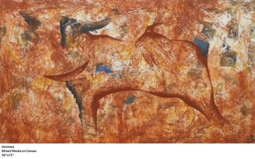 Untitled, Mixed Media on Canvas,Size - 36x72 inches