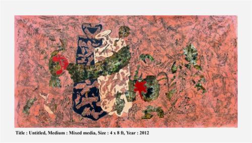 Untitled, Mixed Media on Canvas, 48x96 inches