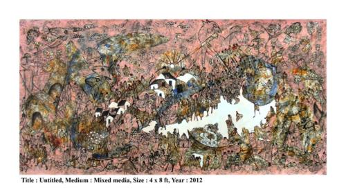 Untitled, Mixed Media on Canvas, Size -48x96 inches