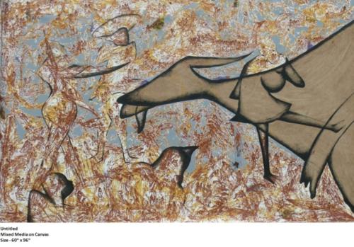 Untitled, Mixed Media on Canvas, Size - 60 x 96inches