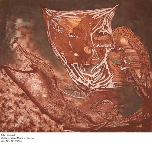 Untitled,  Earth Colour on Canvas,Size-48x48 inches