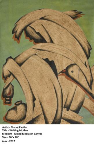 Waiting Mother, Mixed Media on Canvas, Size 36x48 inches