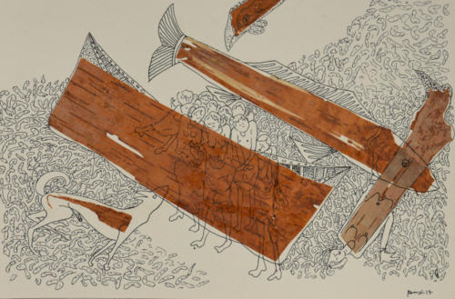 Untitled,Mixed Media on Paper,Size-14x24inches