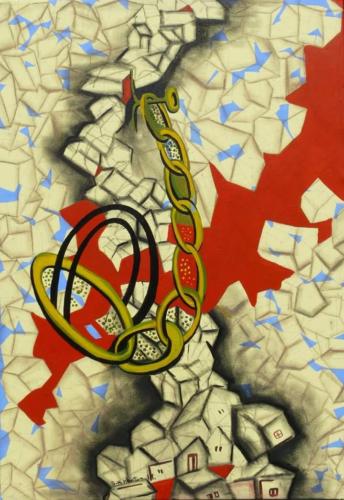 Boundness,Mixed Media on Canvas, size - 24 x 36  Inches