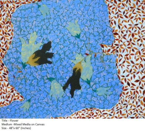 Flower, Mixed Media on Canvas,Size - 48x60 Inches