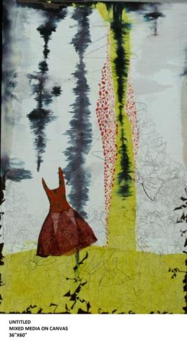 Memory , Mixed Media on Canvas (Paper,Cloyh,Stitches,weaving etc),Size - 36 x 60 Inches