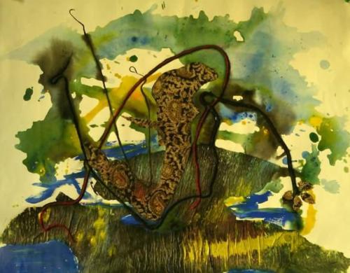 Untitled,Mixed Media on Canvas, size - 18 x30  Inches