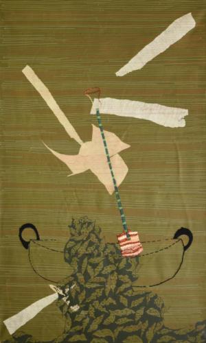 Untitled, Mixed Media on Canvas (Paper,Cloth,Stitches,weaving etc),Size - 36x60 Inches (2)