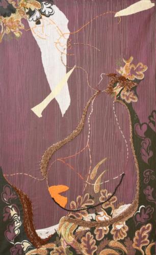 Untitled, Mixed Media on Canvas (Paper,Cloth,Stitches,weaving etc),Size - 36x60 Inches (3)