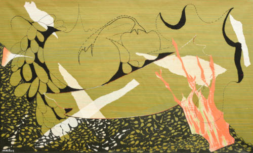 Untitled, Mixed Media on Canvas (Paper,Cloth,Stitches,weaving etc),Size - 36x60 Inches (4)