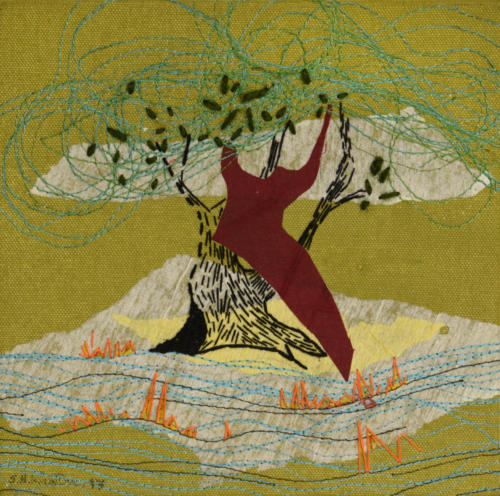 Untitled, Mixed Media on Canvas (Paper,Cloth,Stitches,weaving etc),Size - 8 X 8 Inches (2)