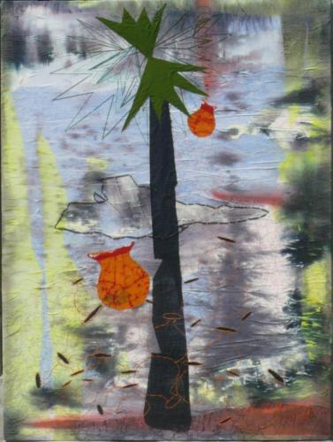 Untitled , Mixed Media on Canvas (Paper,Cloth,Stitches,weaving etc),Size - 36 x 42 Inches