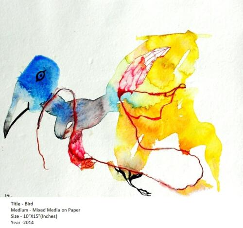 Bird ,Mixed Media on Paper, Size -10x15 Inches