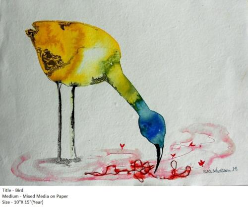 Bird ,Mixed Media on Paper, Size -10x15 Inches (2)