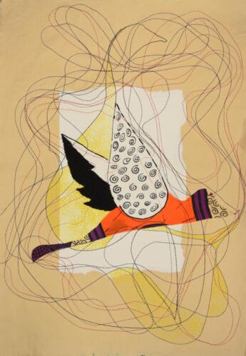 Flying Bird , Mixed Media on Paper, Size - 16X21.5 Inches
