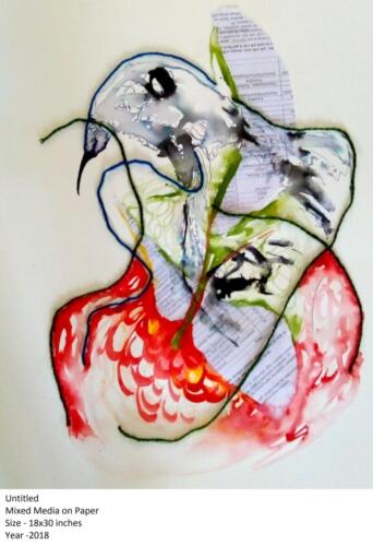 Untitled, Mixed Media on Paper, Size-18x 30 Inches