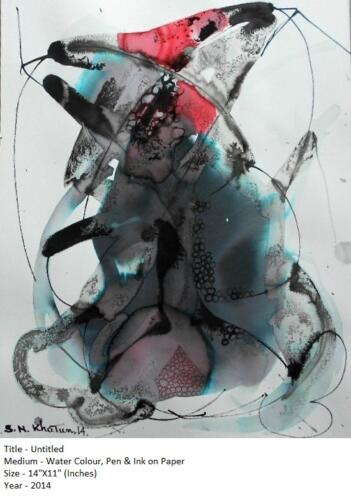 Untitled, Water Colour, Pen  Ink on Paper,Size-14x11 Inches