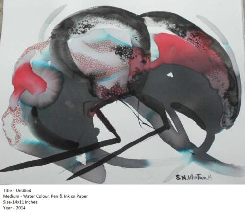 Untitled, Water Colour, Pen  Ink on Paper,Size-14x11 Inches (2)