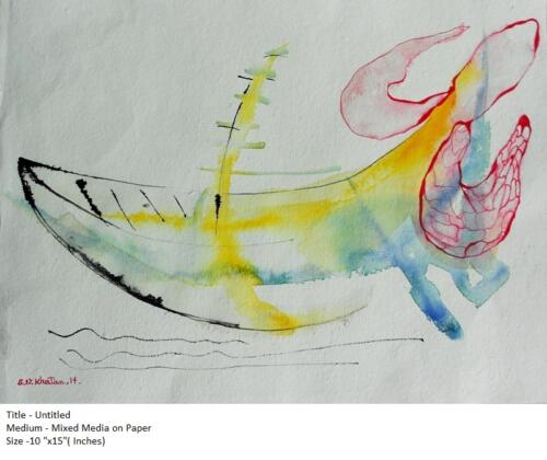 Untitled ,Mixed Media on Paper, Size -10x15 Inches