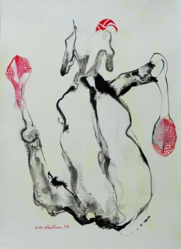 Untitled , Ink  Colour on Paper, Size - 15X18 Inches