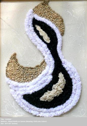 Title - Untitled, Medium - Mixed Media on Canvas (Weaving,Cloth,Jute,Colour , Size - 36 x 42 Inches