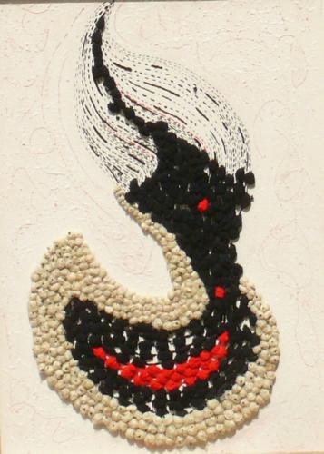 Untitled,Medium - Mixed Media on Canvas (weaving,Cloth,Jute,Colour),Size - 30x42 inches.